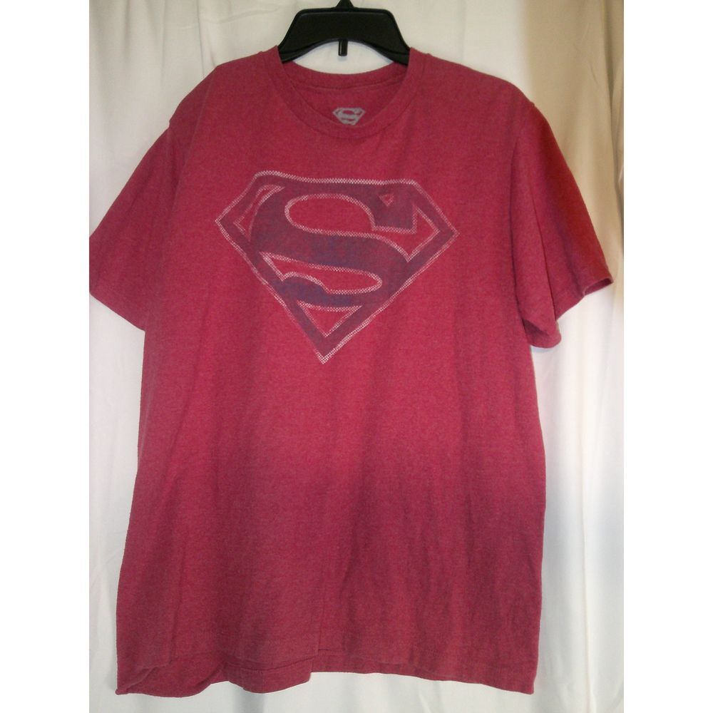 Superman Logo Graphic‎ T-Shirt Red DC Comics Superhero Casual Wear XL